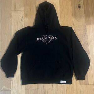 Diamond Supply Co. Black Hoodie with Pink Diamond Graphic, size M.